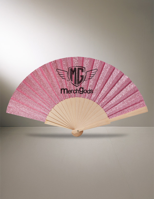 ABANICO MADERA PURPURINA GLITTER PERSONALIZADO